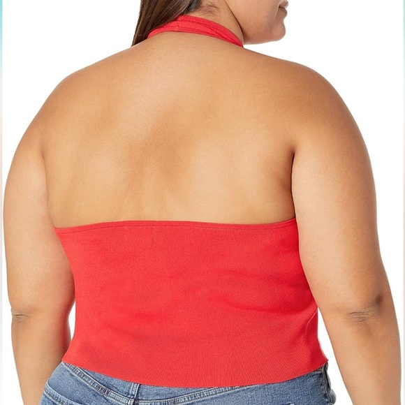 NWOT The Drop Women's Greta Fitted Square-Neck Halter Sweater Bralette in Red - Picture 2 of 6
